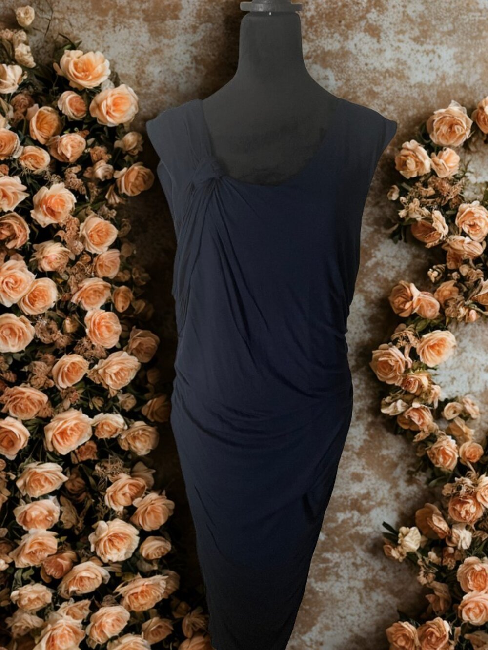 Rich Navy Ruche Dress - Never Worn